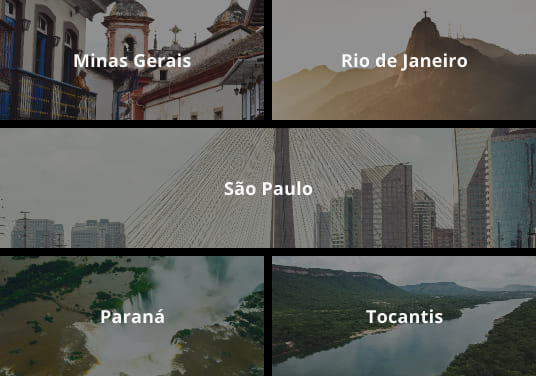 Regiões de atendimento da Tudo Grama São Paulo, Minas Gerais, Paraná, Tocantins e Rio de Janeiro